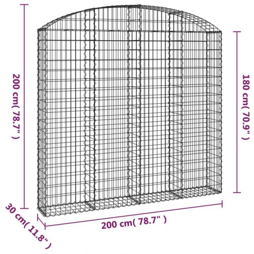 Buet gabionkurv 200x30x180/200 cm galvaniseret jern
