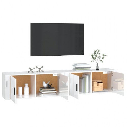 Væghængte tv-skabe 2 stk. 100x34,5x40 cm hvid højglans