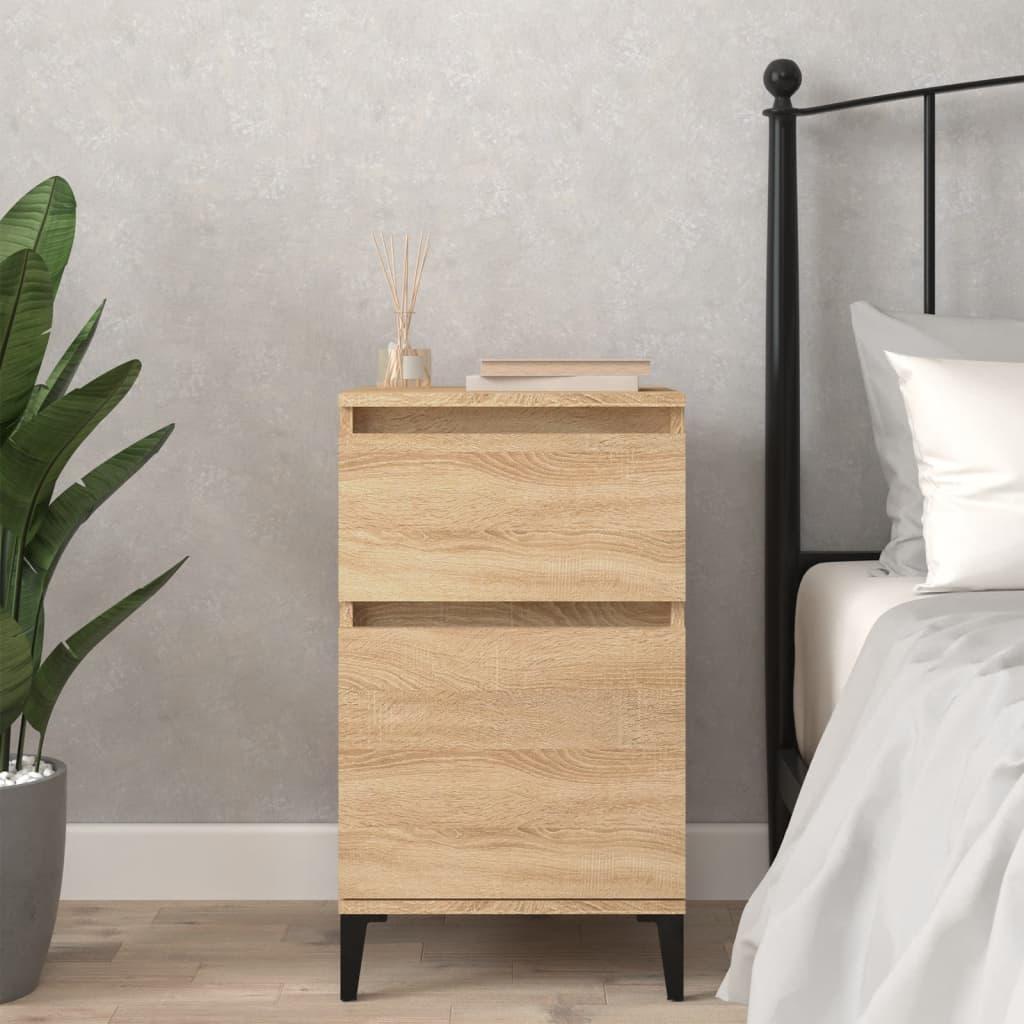 Sengebord med 2 skuffer 40×35×70 cm - sonoma-eg
