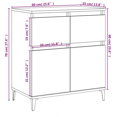 Skænk 60x35x70 cm konstrueret træ sort