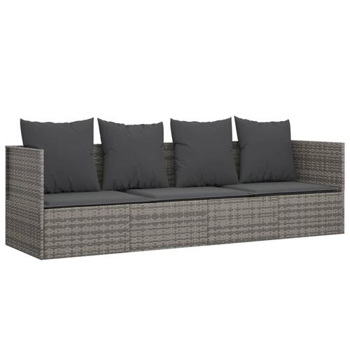 Udendørs loungesofa med hynder polyrattan grå