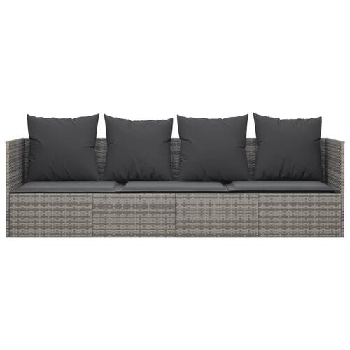 Udendørs loungesofa med hynder polyrattan grå