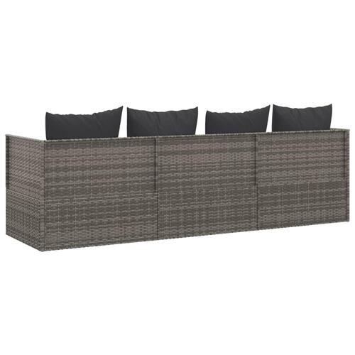 Udendørs loungesofa med hynder polyrattan grå