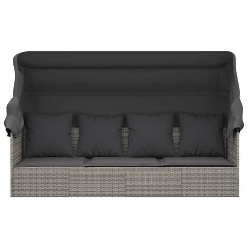 Udendørs loungesofa med tag og hynder polyrattan Grøn