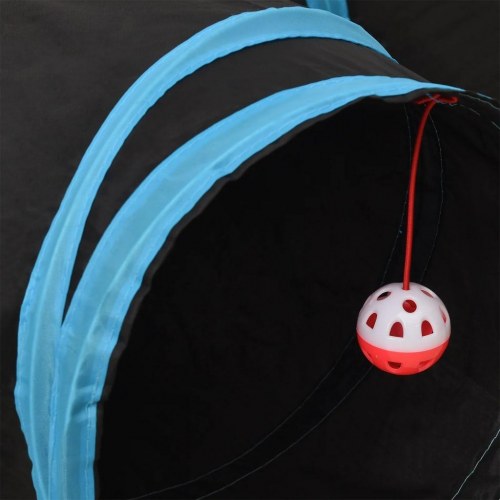 3-vejs kattetunnel 90 cm polyester sort og blå
