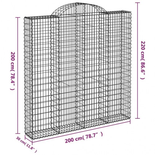 Buede gabionkurve - 4 stk. 200×30×200/220 cm i galvaniseret jern