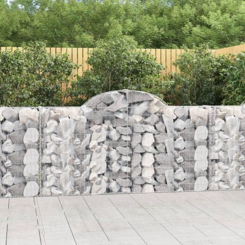Buede gabionkurve - 7 stk. 200×30×100/120 cm i galvaniseret jern