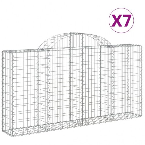 Buede gabionkurve - 7 stk. 200×30×100/120 cm i galvaniseret jern