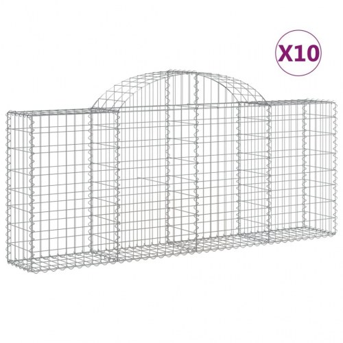 Buede gabionkurve - 10 stk. 200 × 30 × 80/100 cm i galvaniseret jern