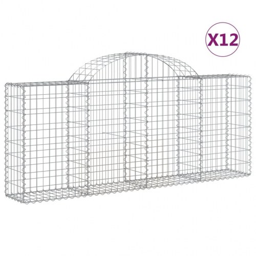 Buede gabionkurve - 12 stk. 200×30×80/100 cm i galvaniseret jern