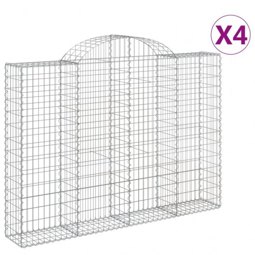 Buede gabionkurve - 4 stk. haveafskærmning 200×30×140/160 cm i galvaniseret jern