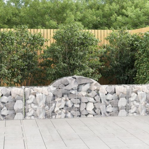 Buede gabionkurve - 9 stk. 200 × 30 × 60/80 cm i galvaniseret jern