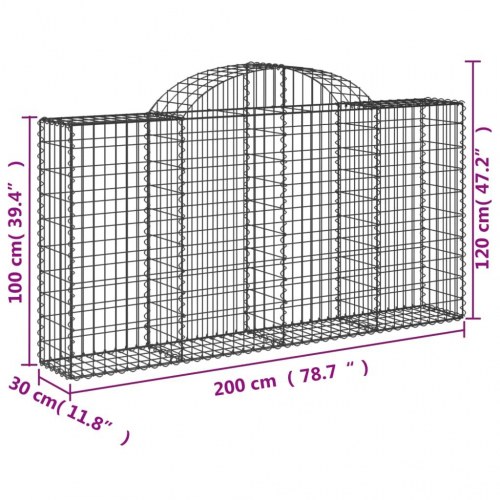 Buede gabionkurve - 5 stk. 200×30×100/120 cm i galvaniseret jern