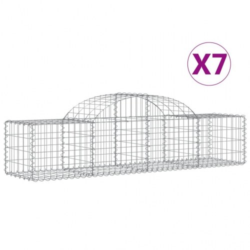 Buede gabionkurve - 7 stk. 200×50×40/60 cm i galvaniseret jern