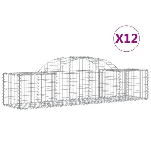 Buede gabionkurve - 12 stk. 200×50×40/60 cm i galvaniseret jern