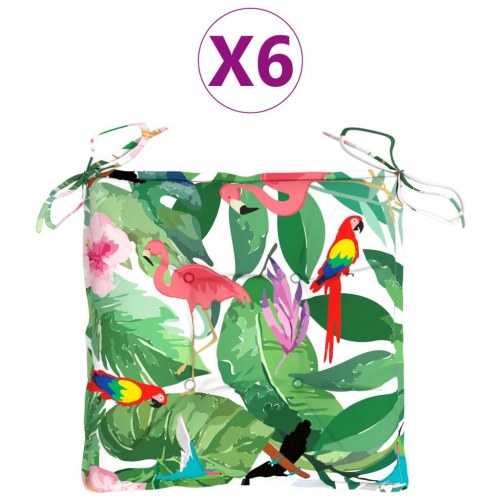 Stolehynder 6 stk. 50×50×7 cm i oxfordstof - flerfarvet tropisk mønster