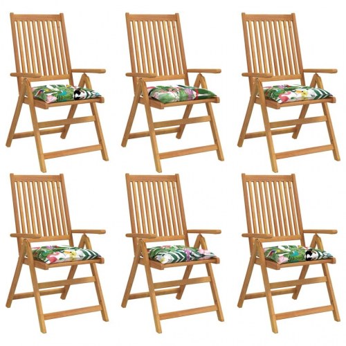 Stolehynder 6 stk. 50×50×7 cm i oxfordstof - flerfarvet tropisk mønster