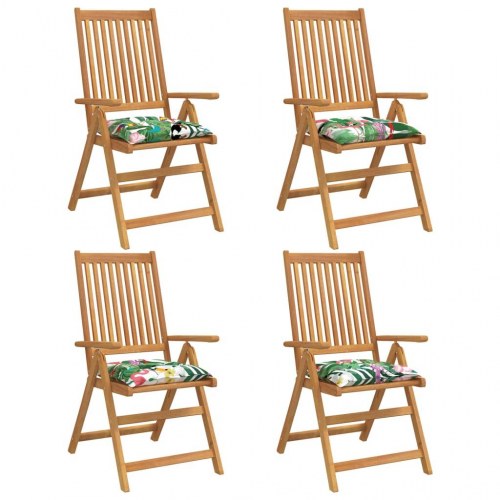 Stolehynder 4 stk. 50×50×7 cm i oxfordstof - flerfarvet tropisk mønster
