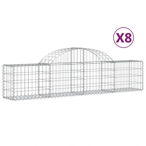 Buede gabionkurve - 8 stk. 200×30×40/60 cm i galvaniseret jern