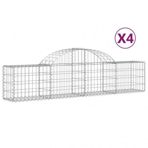 Buede gabionkurve - 4 stk. 200×30×40/60 cm i galvaniseret jern