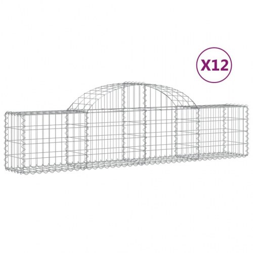 Buede gabionkurve - 12 stk. 200×30×40/60 cm i galvaniseret jern
