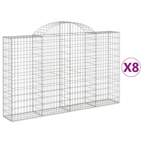 Buede gabionkurve - 8 stk., 200×30×120/140 cm, galvaniseret jern