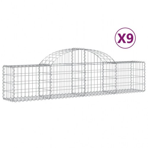 Buede gabionkurve - 9 stk. 200×30×40/60 cm i galvaniseret jern
