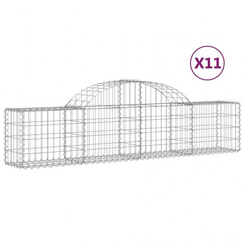 Buede gabionkurve - 11 stk. 200×30×40/60 cm i galvaniseret jern