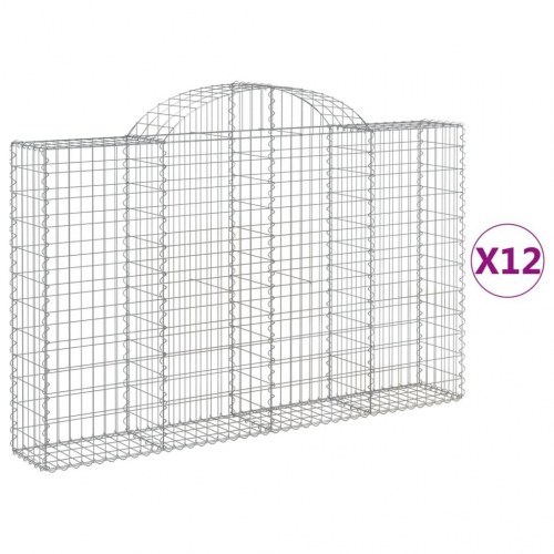 Buede gabionkurve - 12 stk. 200×30×120/140 cm i galvaniseret jern