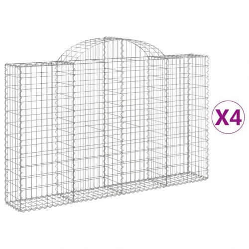 Buede gabionkurve 4 stk. 200x30x120/140 cm galvaniseret jern