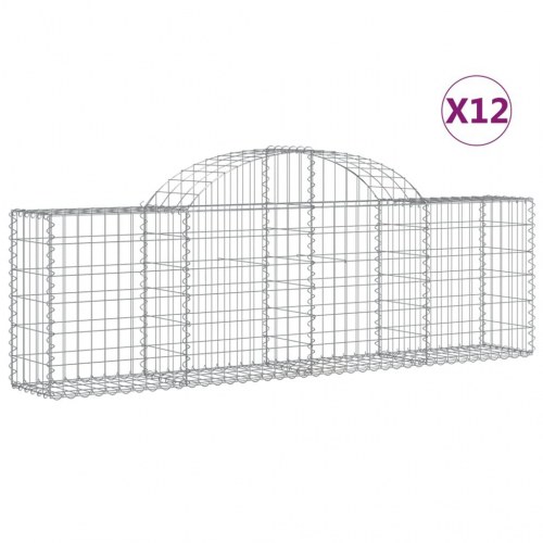 Buede gabionkurve - 12 stk. 200×30×60/80 cm i galvaniseret jern