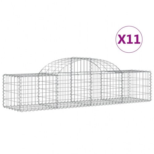 Buede gabionkurve - 11 stk. 200×50×40/60 cm i galvaniseret jern