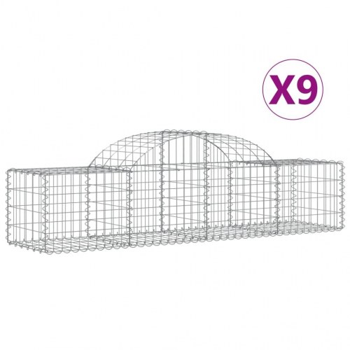 Buede gabionkurve - 9 stk. 200×50×40/60 cm i galvaniseret jern