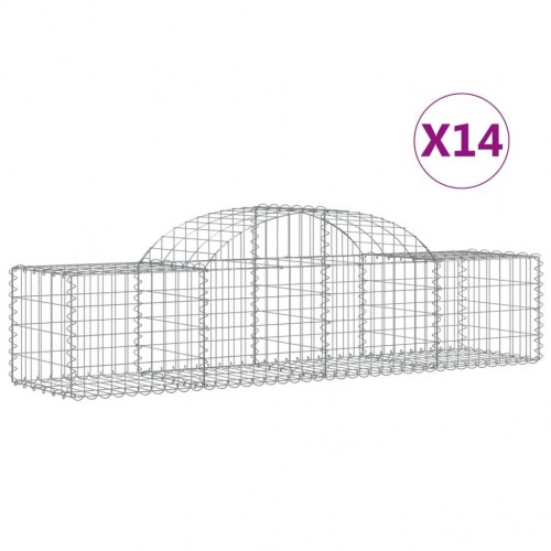 Buede gabionkurve 14 stk. 200x50x40/60 cm galvaniseret jern