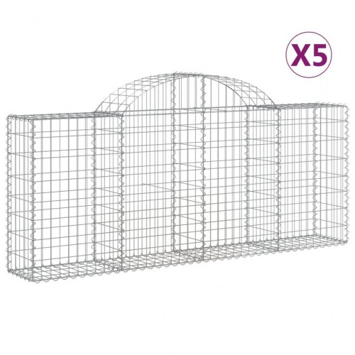 Buede gabionkurve - 5 stk. 200×30×80/100 cm i galvaniseret jern