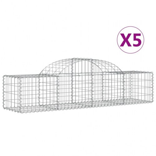 Buede gabionkurve - 5 stk. 200×50×40/60 cm i galvaniseret jern