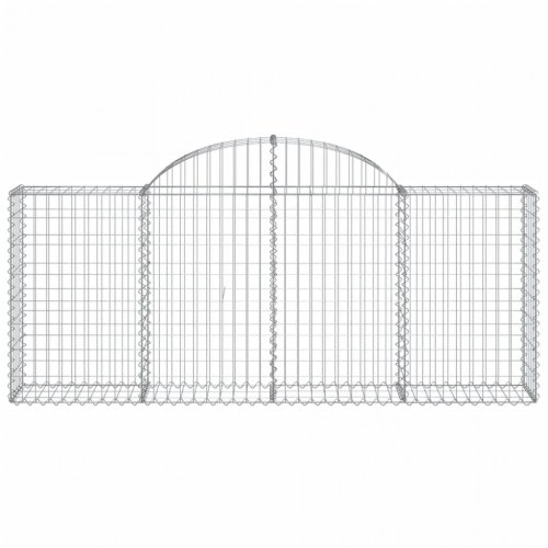 Buede gabionkurve 7 stk. - 200 × 30 × 80/100 cm i galvaniseret jern