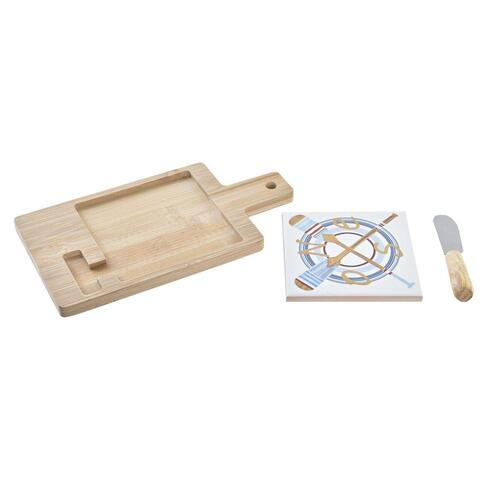 Ostebræt Bambus Aluminium Stentøj 21,5 x 11,8 x 1,5 cm (3 Dele)