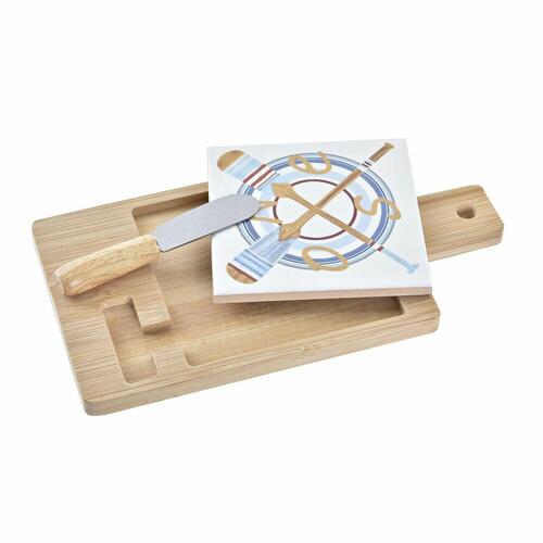 Ostebræt Bambus Aluminium Stentøj 21,5 x 11,8 x 1,5 cm (3 Dele)