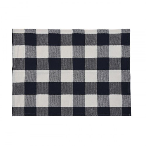Forklæde med lomme og karklud - blå/hvid, bomuld, 70 × 85 cm
