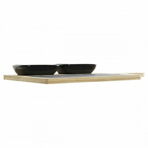 Appetizersæt - bambusbræt med skiferfelt og 2 skåle, sort/natur, 33 × 19,7 × 3,5 cm (4 dele)