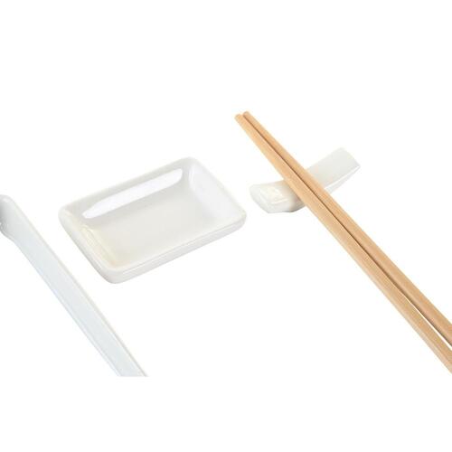 Sushi-sæt 24 x 7 x 2 cm Natur Hvid Stentøj Orientalsk