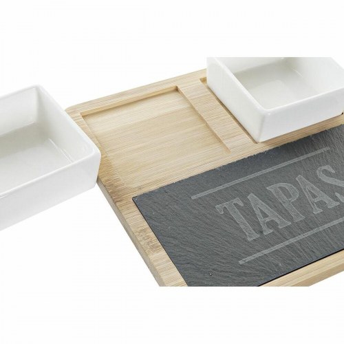 Serveringsfad til tapas - bambus & stentøj, 3 dele, 31 × 20 × 5 cm