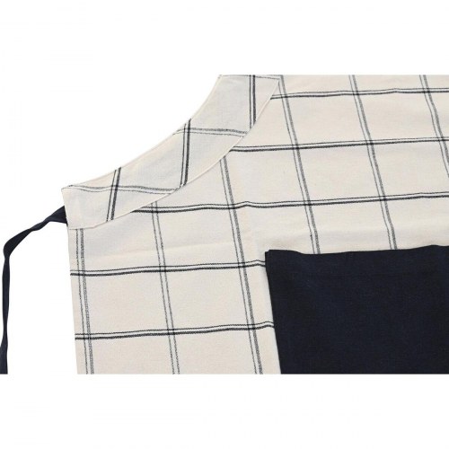Forklæde med lomme + karklud, bomuld, sort/beige/blå, 70 × 85 cm