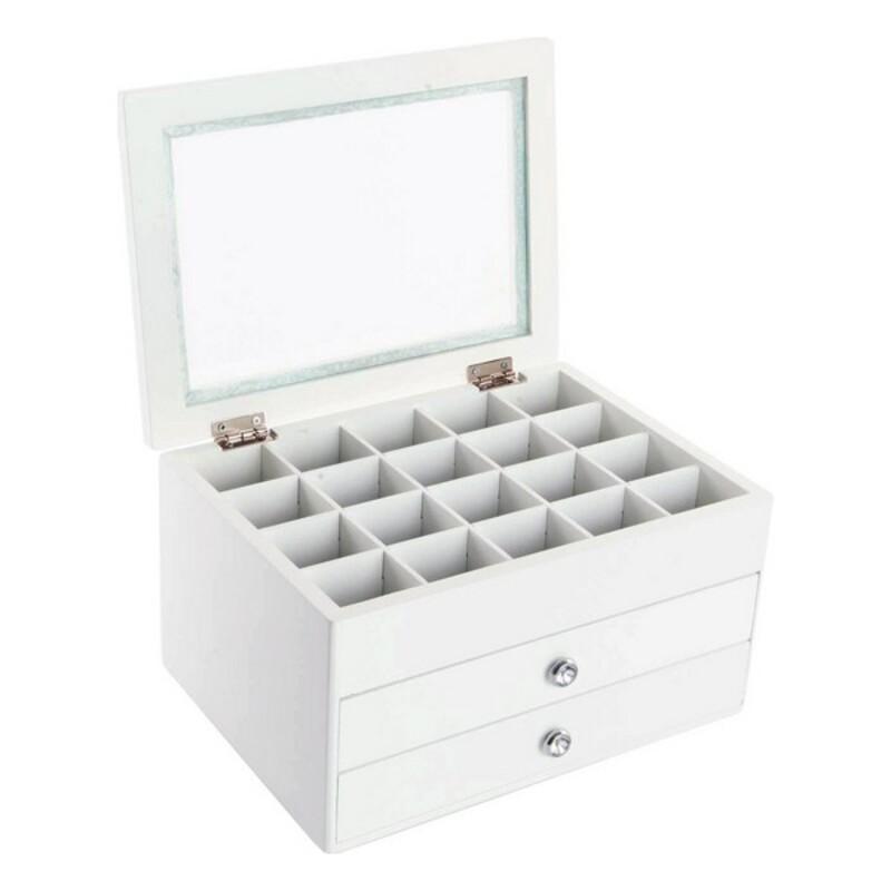 Smykkeskrin Krystal Hvid Træ MDF 25 x 19 x 15 cm