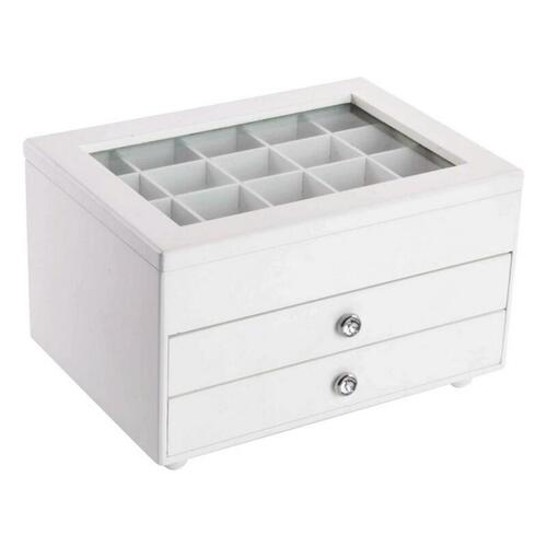 Smykkeskrin Krystal Hvid Træ MDF 25 x 19 x 15 cm