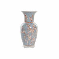 Vase 13 x 13 x 31 cm Porcelæn Blå Orange Orientalsk