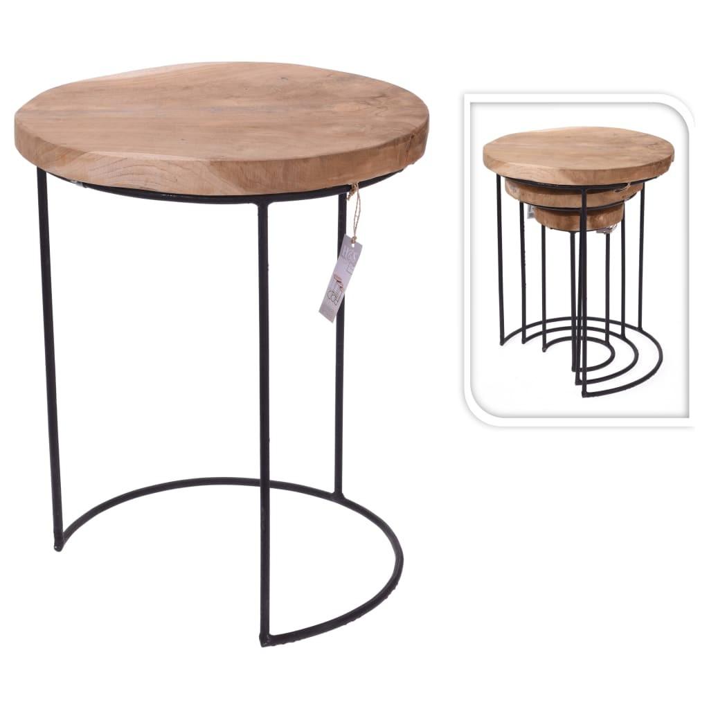 & Collection Sidebordssæt Dele Teak Metal