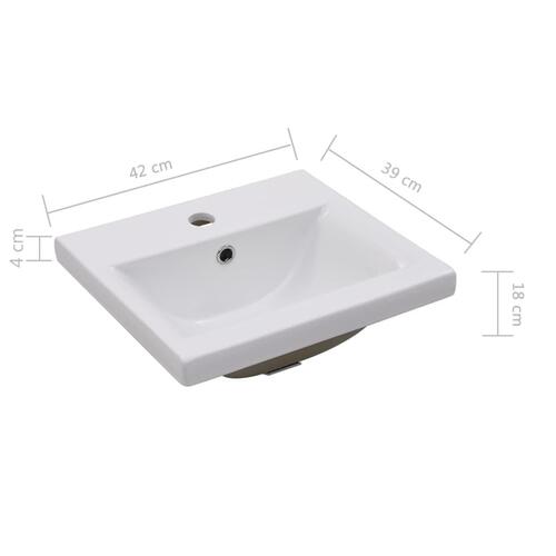 Indbygget håndvask 42x39x18 cm keramisk hvid