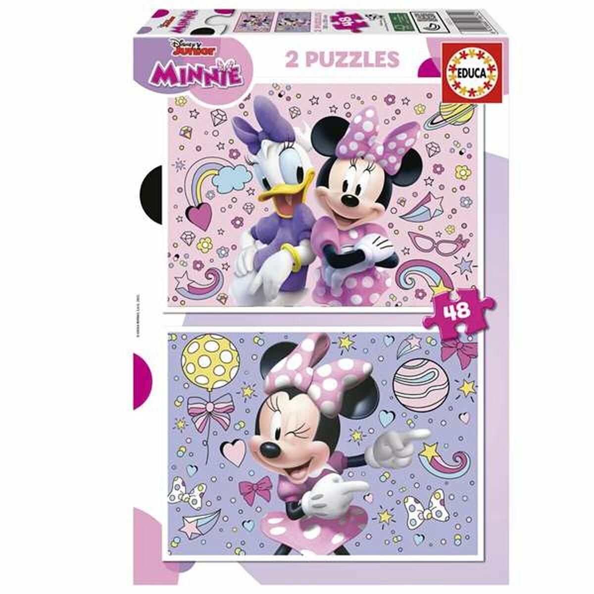 Sæt med 2 Puslespil Educa Minnie Mouse 48 Dele